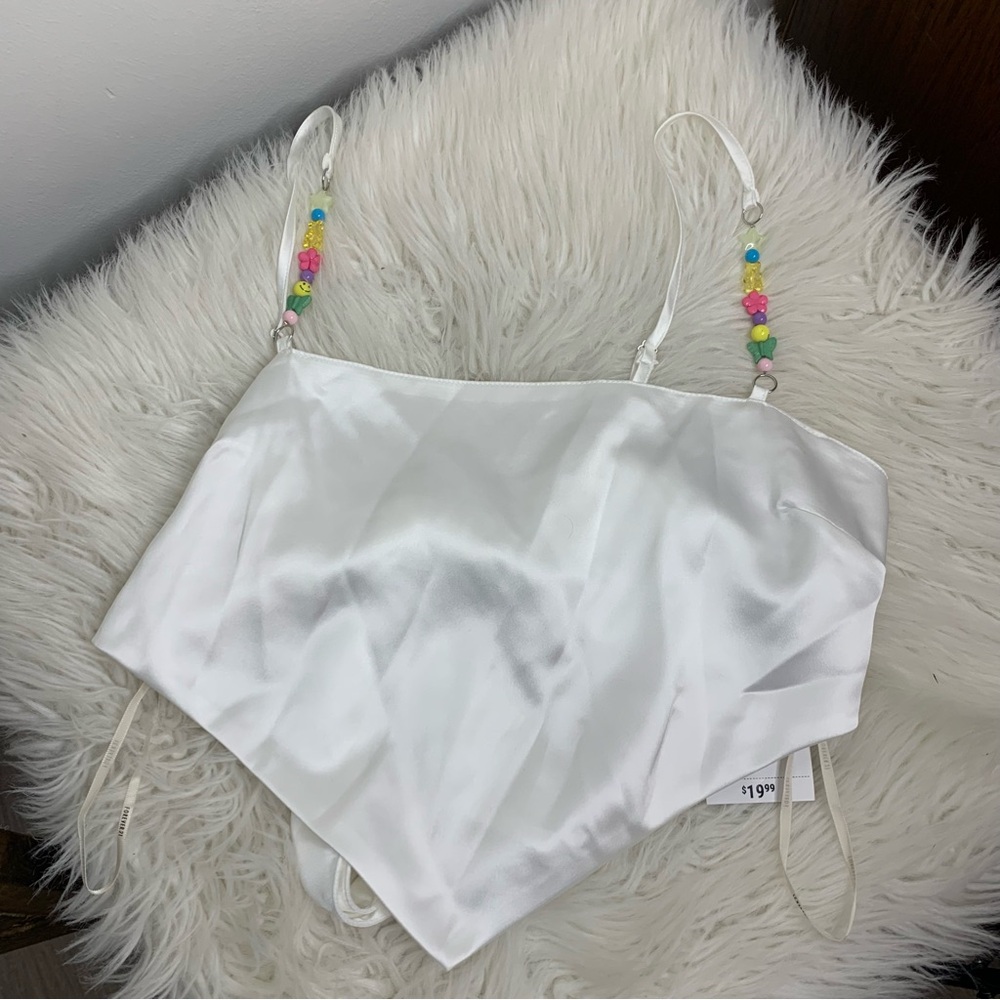 Forever 21 Beaded Shoulders Festival Crop Top